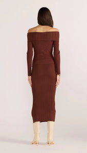 MINKPINK Zoe Off Shoulder Knit Top Chocolate