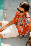 Brixton Charter Print S/S Woven Dark Red Scenic Trip