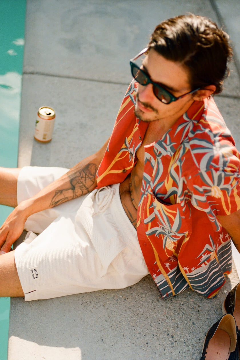 Brixton Charter Print S/S Woven Dark Red Scenic Trip