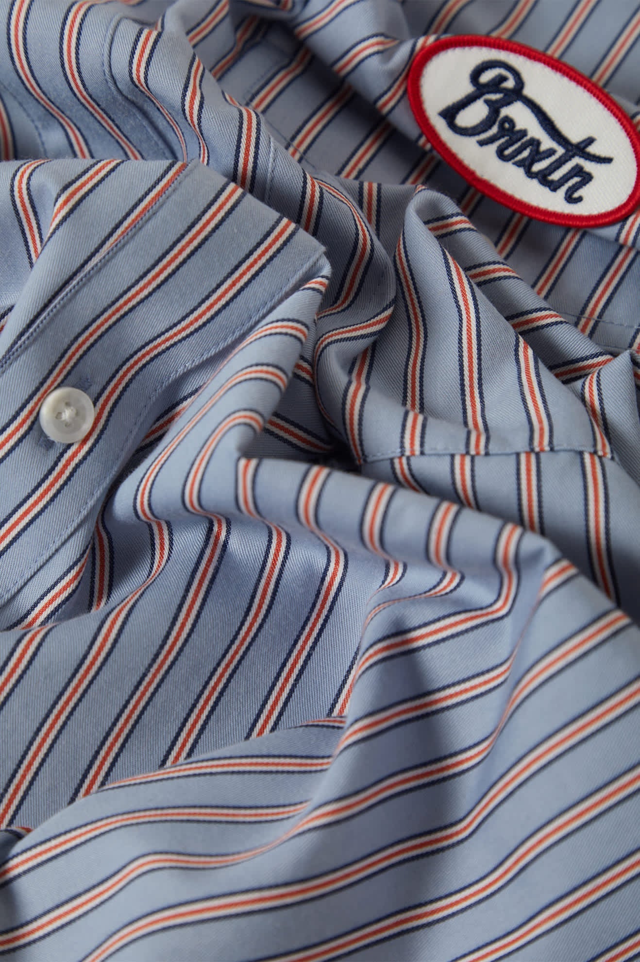 Brixton Builders Olson S/S Woven Shirt Blue Aura Stripe