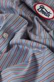 Brixton Builders Olson S/S Woven Shirt Blue Aura Stripe