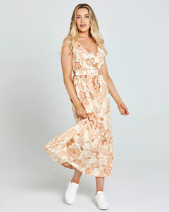 Sass Clothing Emelia Sleeveless Midi Dress Peach Bloom