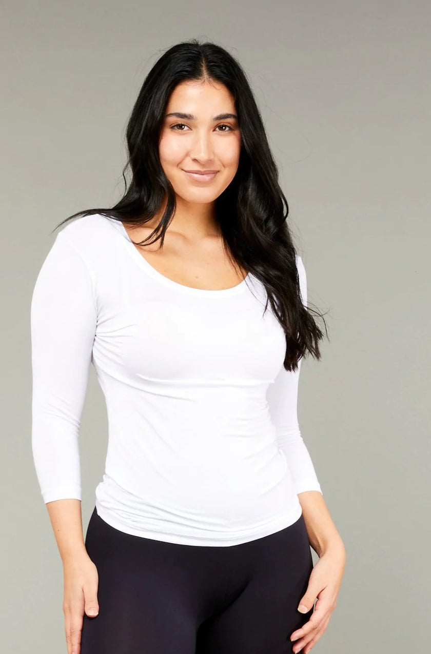 Tani Scoop 3/4 Sleeve Tee 79245 White