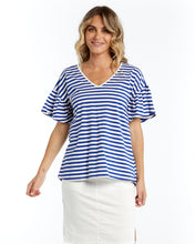 Load image into Gallery viewer, Betty Basics Alessi Frill Top Iris Blue Stripe
