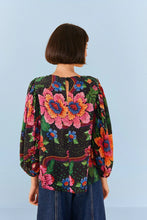 Load image into Gallery viewer, Farm Rio Blooming Garden Black Blouse
