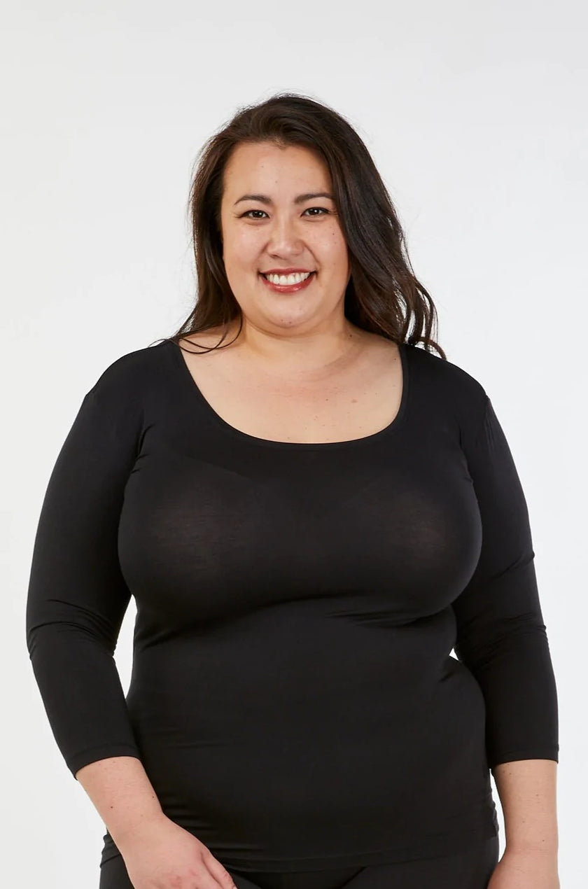 Tani Scoop 3/4 Sleeve Tee 79245 Black