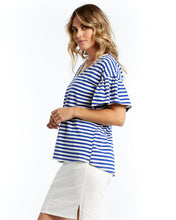 Load image into Gallery viewer, Betty Basics Alessi Frill Top Iris Blue Stripe

