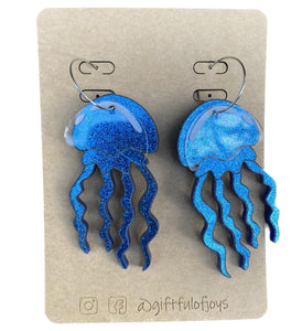 Giftful of Joys Jellyfish Hoops Blue Glitter