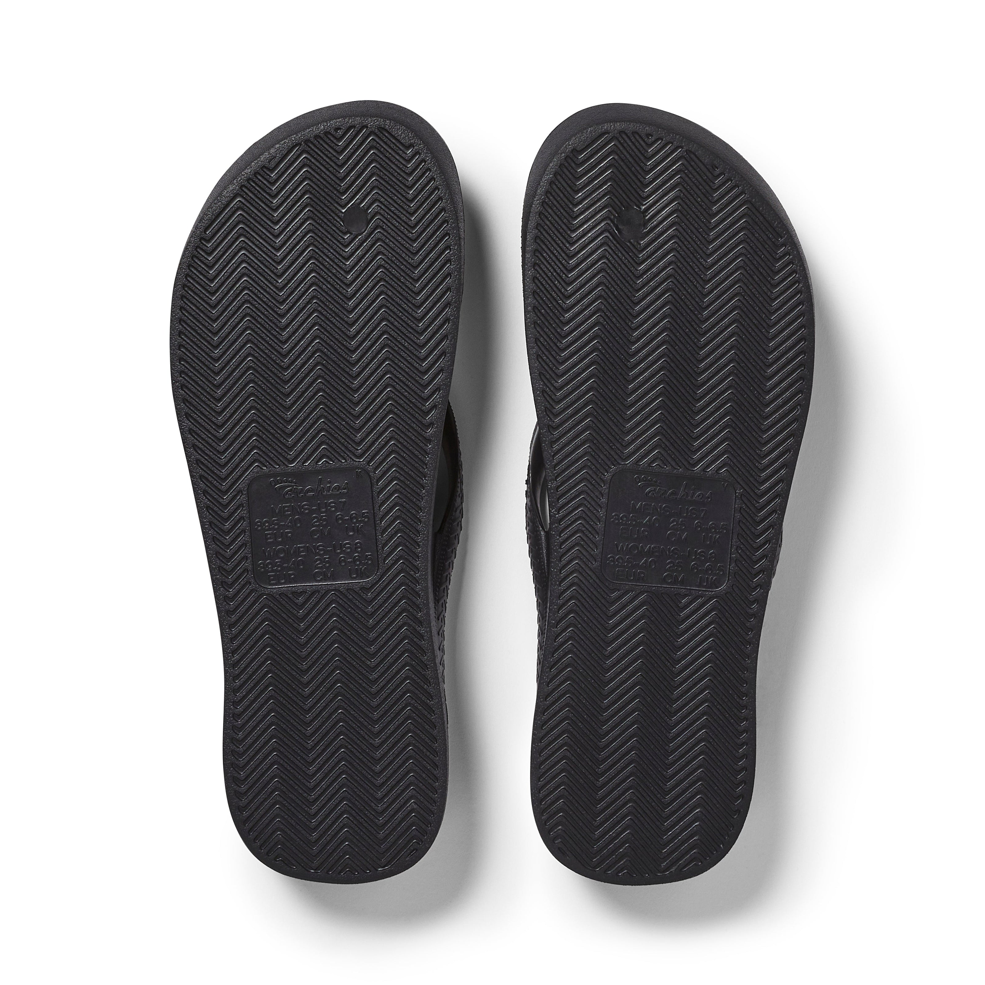 Archies Arch Support Thongs Crystal Black