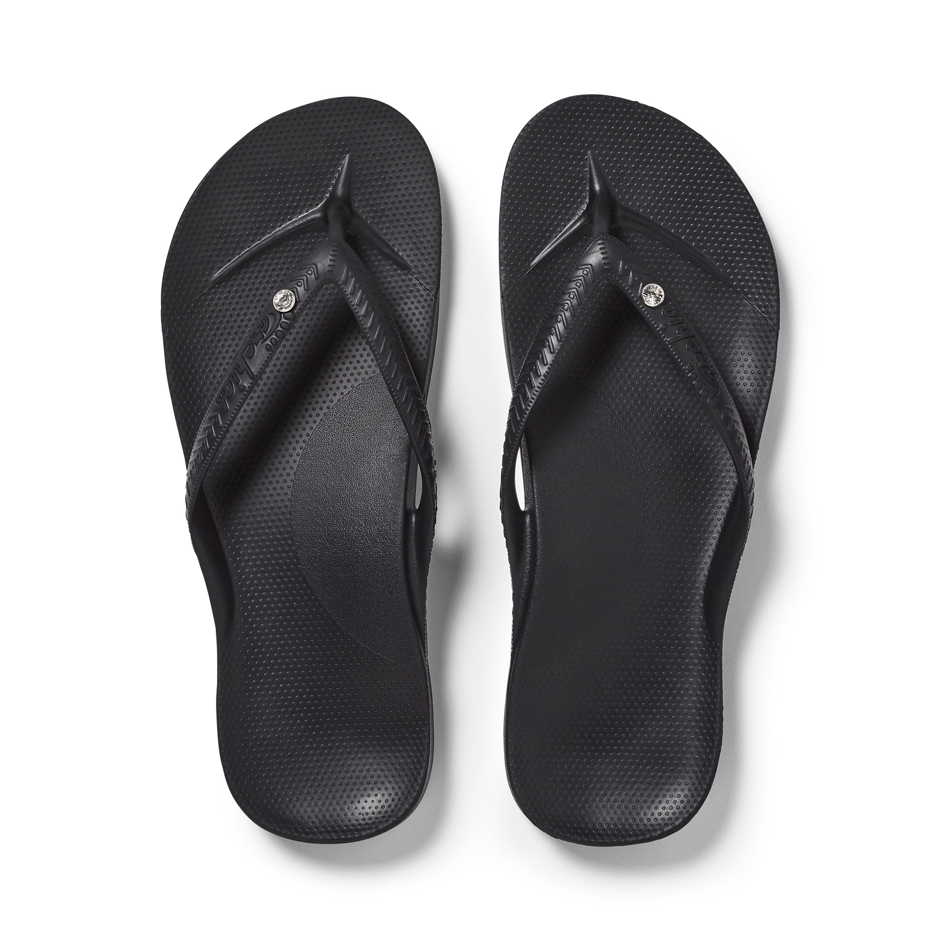 Archies Arch Support Thongs Crystal Black
