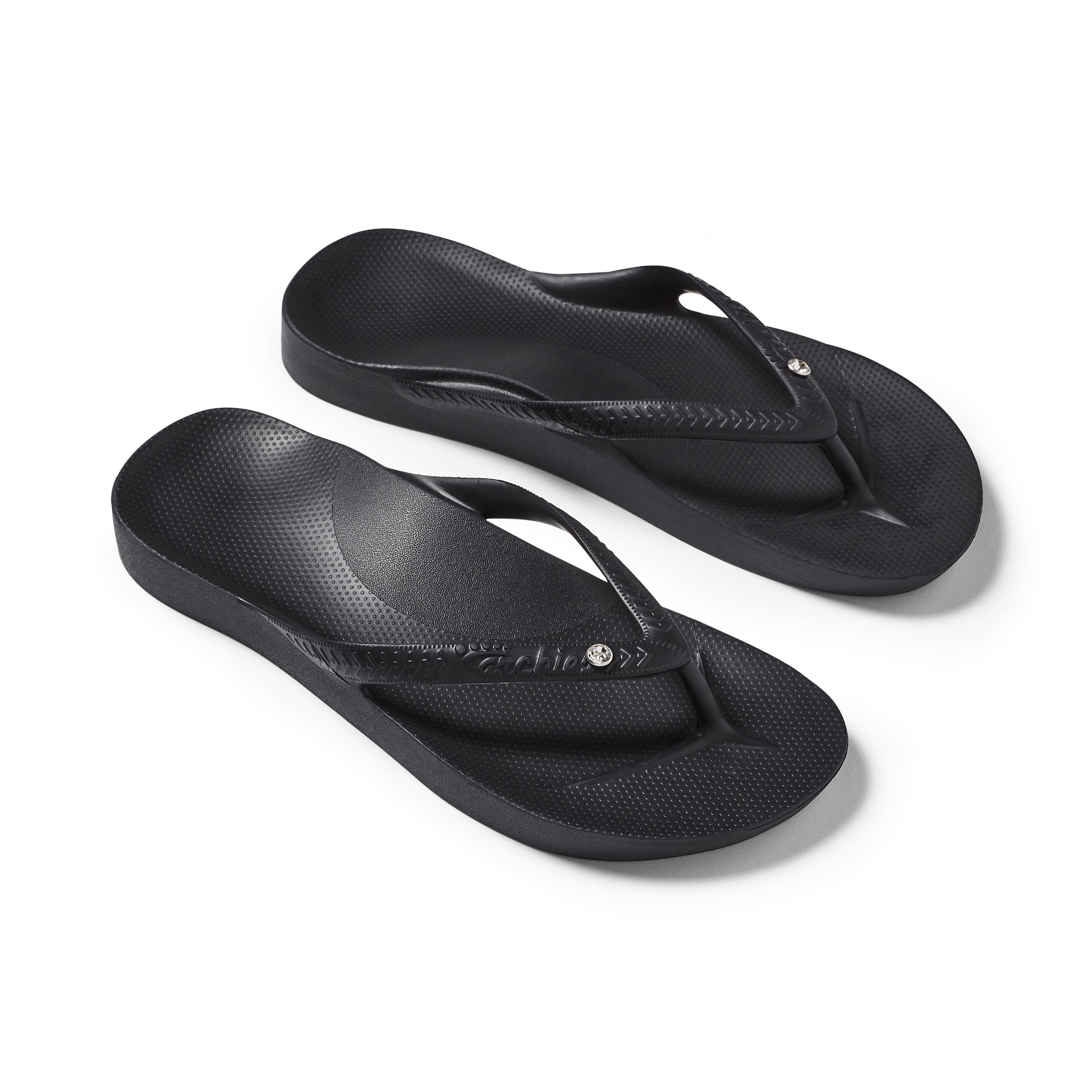 Archies Arch Support Thongs Crystal Black