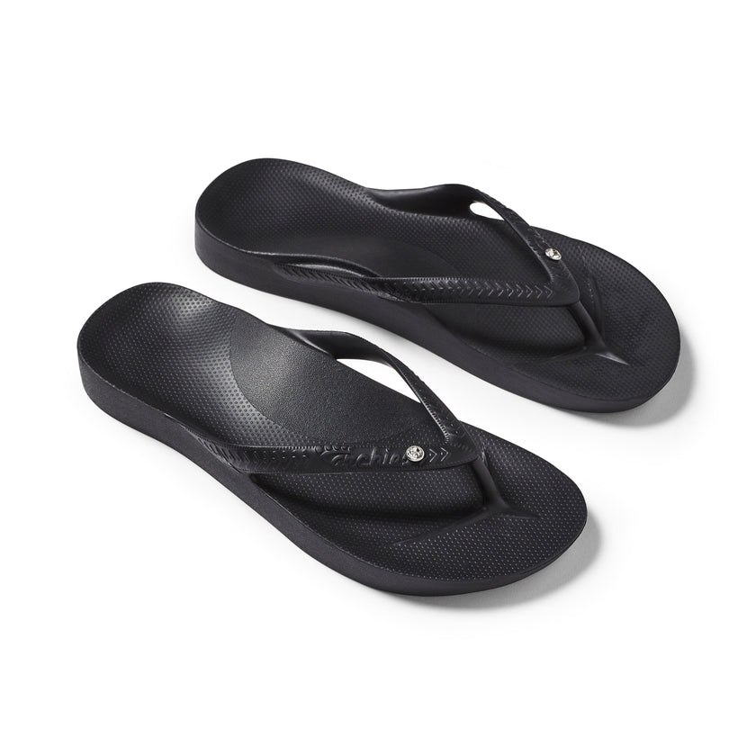 Archies Arch Support Thongs Crystal Black