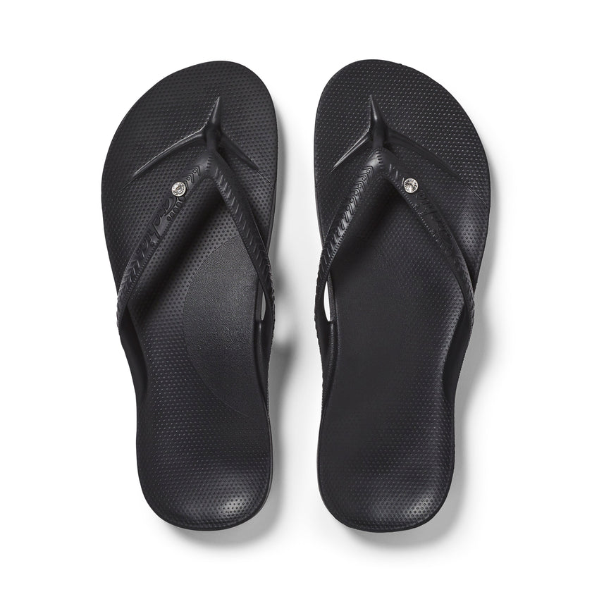 Archies Arch Support Thongs Crystal Black