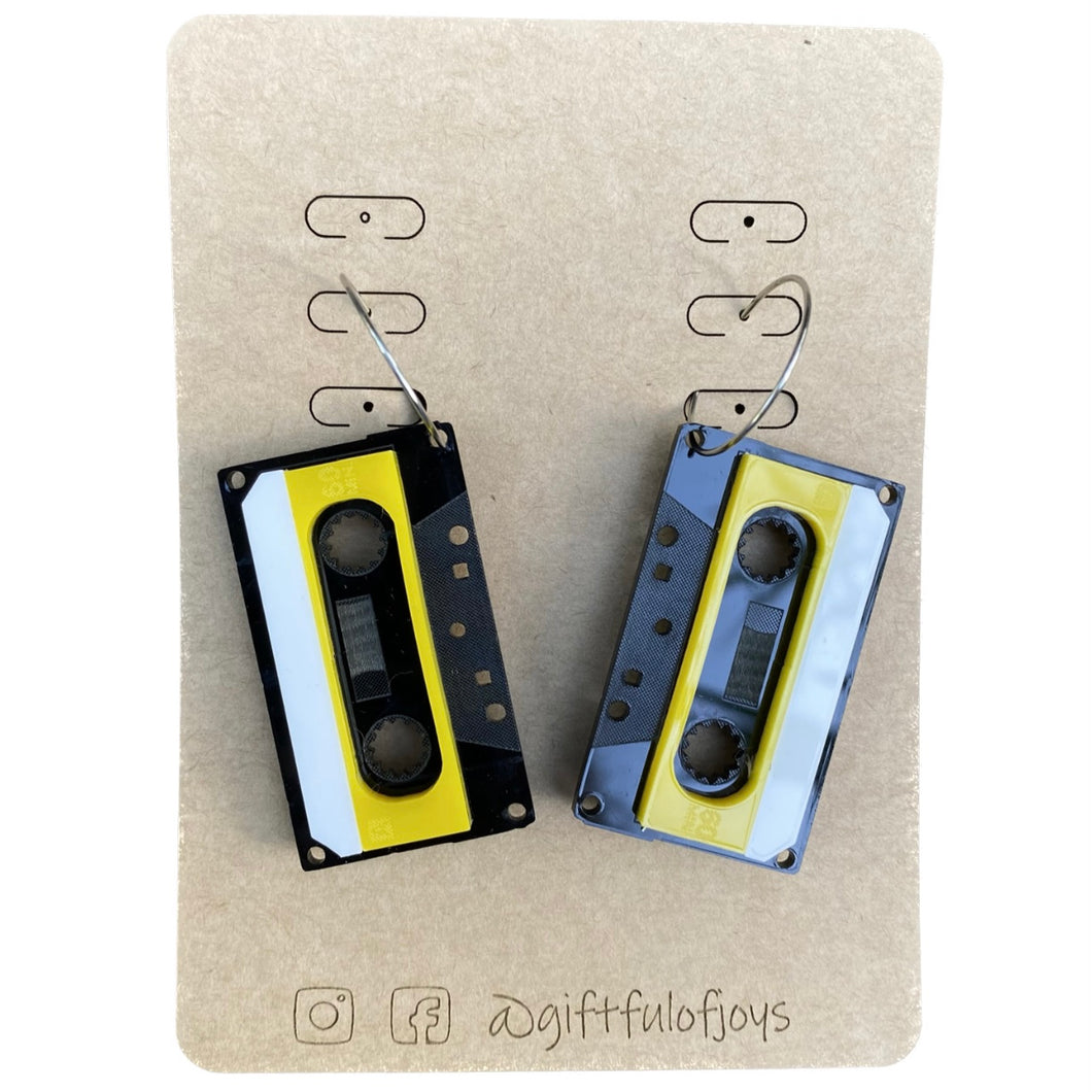 Giftful of Joys Cassette Tape Hoops Yellow