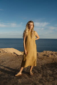Hemp Clothing Australia Maxi Dress Ochre