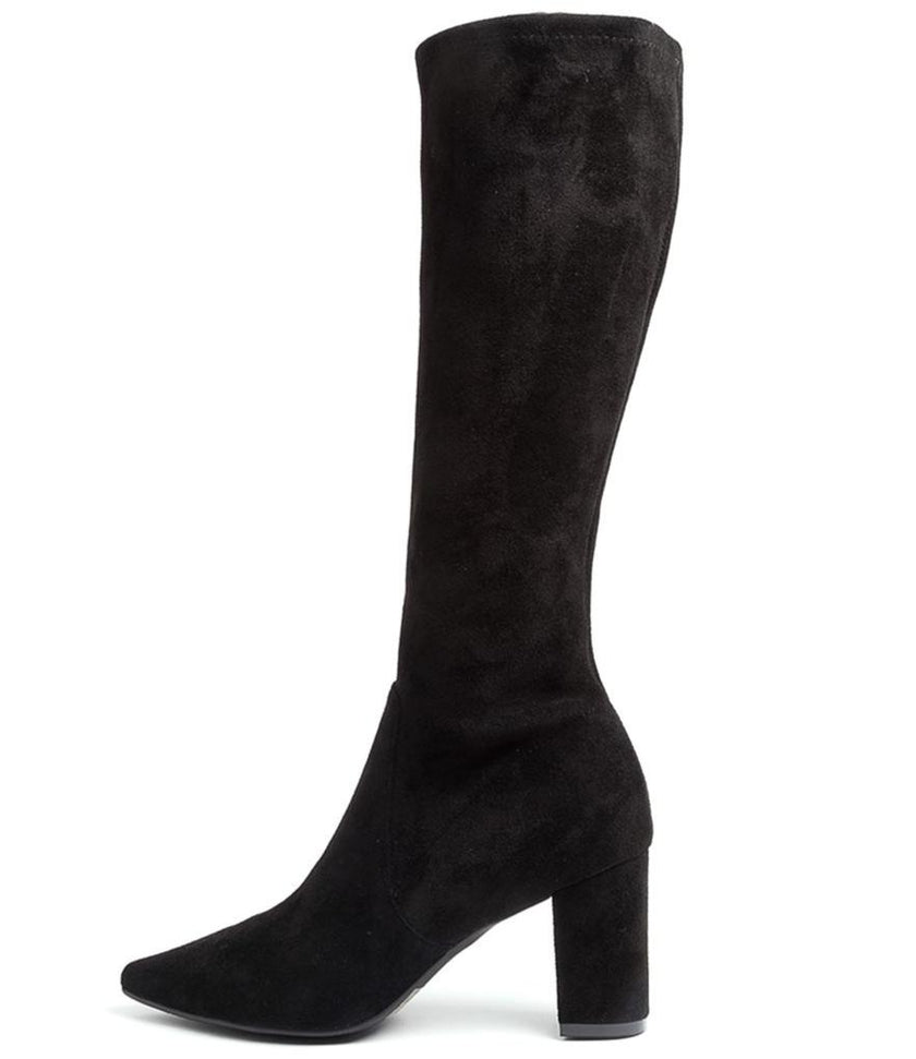 Django & Juliette Norass Black Stretch Microsuede