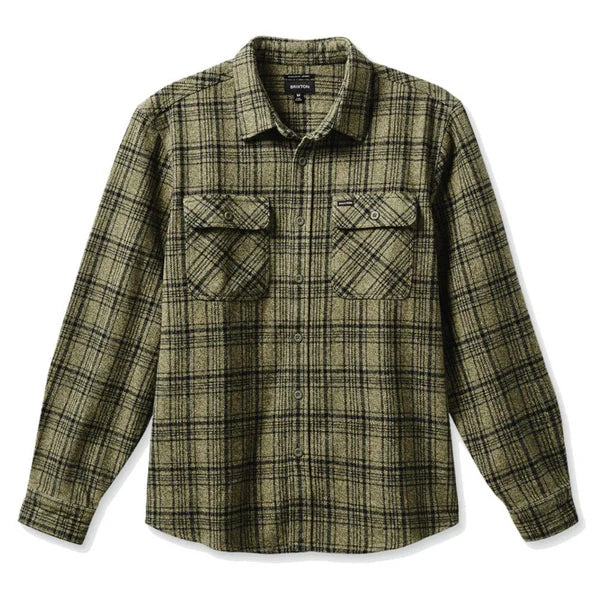 Brixton Bowery Heavy Weight L/S Flannel Military Olive/Black