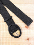 Angels Whisper Woven Oval Buckle Straw Belt Black