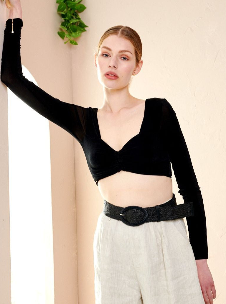 Angels Whisper Woven Oval Buckle Straw Belt Black