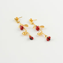 Load image into Gallery viewer, Nach Ladybug Leaf Branch Drop Earrings

