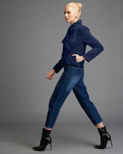 Load image into Gallery viewer, Fate + Becker Viva Forever Biker Cropped Jacket Navy
