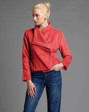 Load image into Gallery viewer, Fate + Becker Viva Forever Biker Cropped Jacket Rose Red
