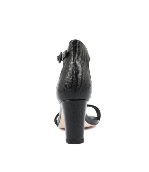 Mollini Gessie Black Lizard Leather Heels