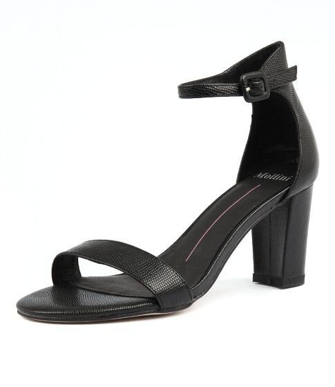 Mollini Gessie Black Lizard Leather Heels