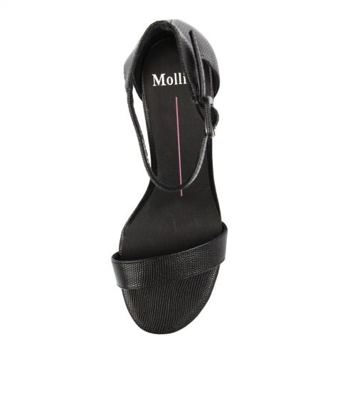Mollini Gessie Black Lizard Leather Heels