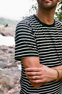 Hemp Clothing Australia Stripe T-Shirt Black/White