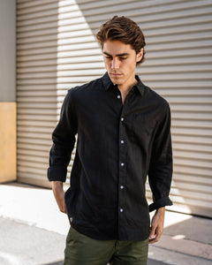Hemp Clothing Australia Newtown L/S Shirt Black