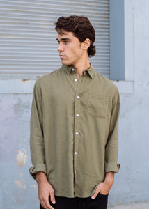 Hemp Clothing Australia Newtown L/S Shirt Olive