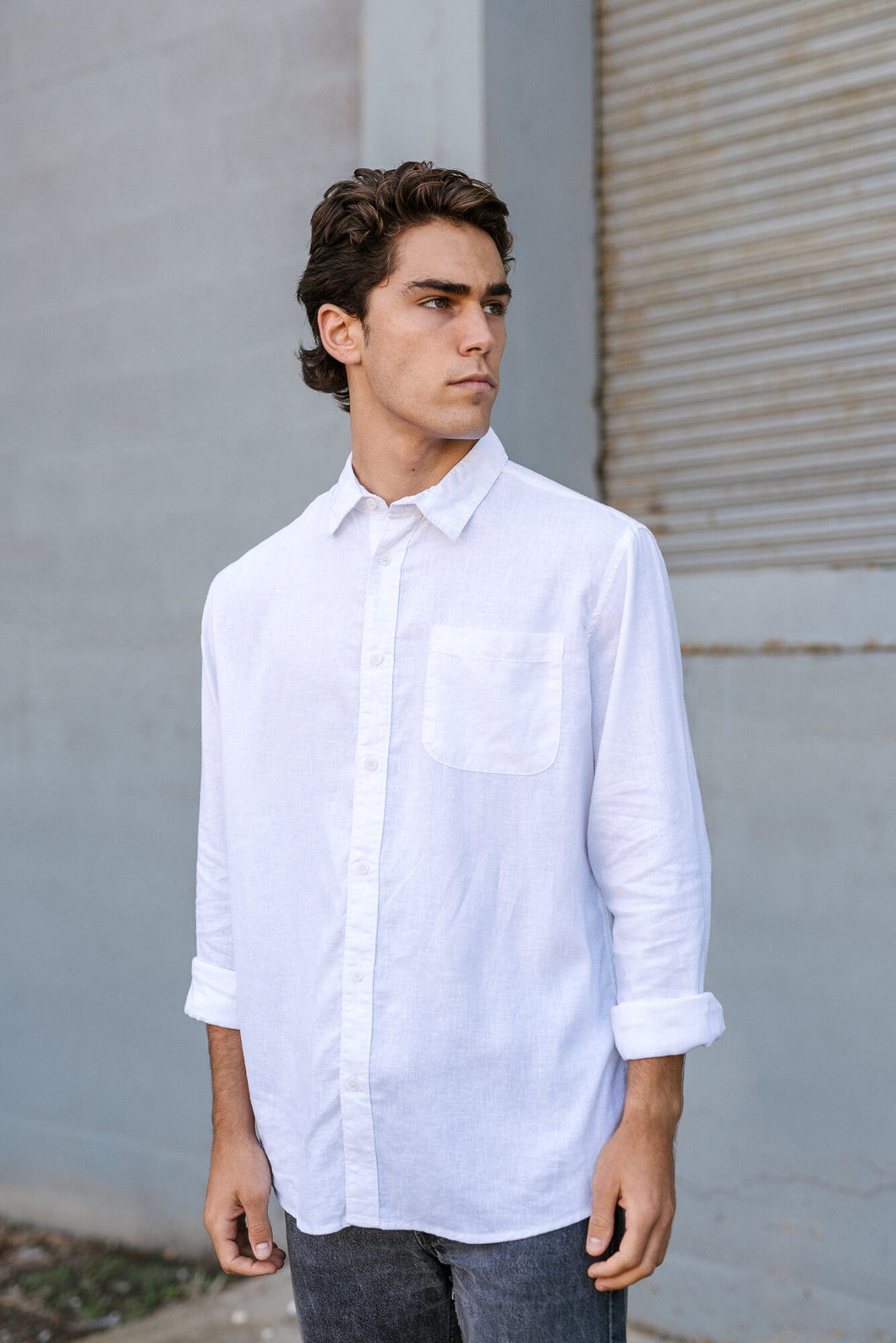 Hemp Clothing Australia Newtown L/S Shirt White
