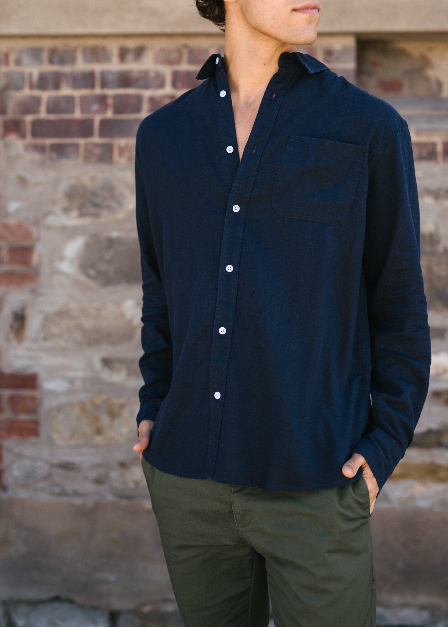 Hemp Clothing Australia Newtown L/S Shirt Navy