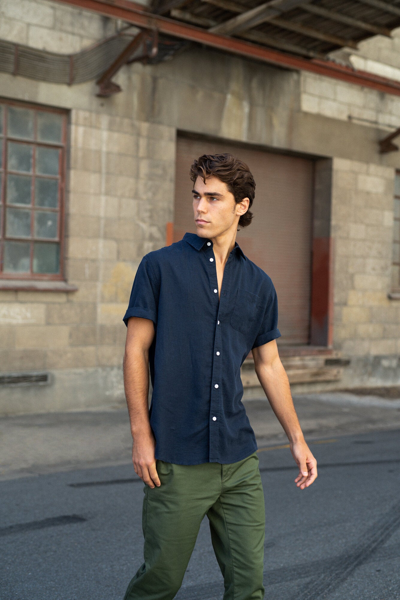 Hemp Clothing Australia Newtown S/S Shirt Navy
