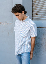 Load image into Gallery viewer, Hemp Clothing Australia Newtown S/S Shirt Stripe Blue/Natural
