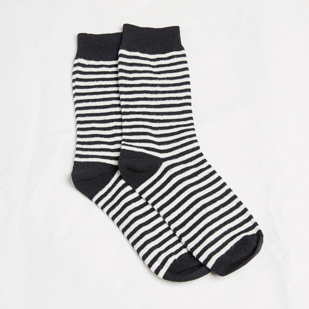 Hemp Clothing Australia Daily Socks Black/White Stripe