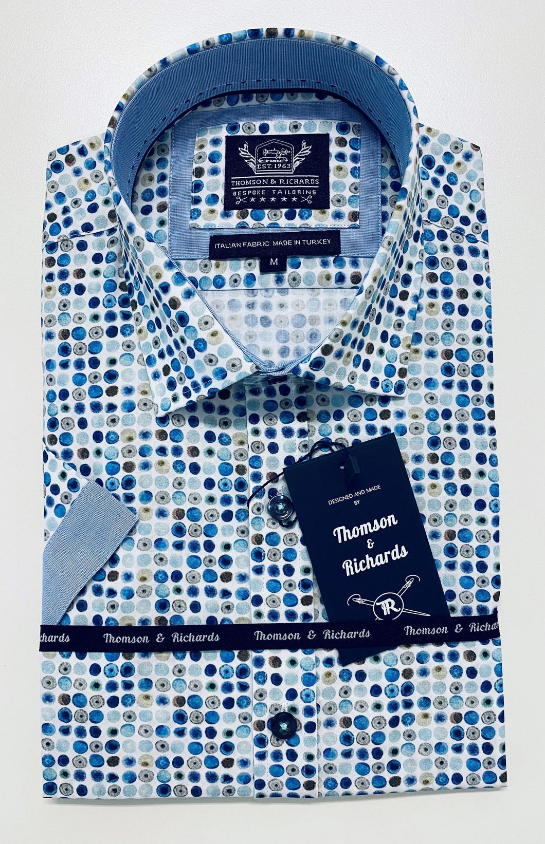 Thomson & Richards S/S Shirt Pebble Mint/Blue