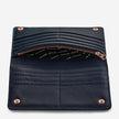 Status Anxiety Triple Threat Wallet Navy Blue Leather