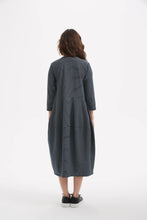 Load image into Gallery viewer, Tirelli 3/4 Stripe Diagonal Seam Dress Navy Stripe
