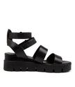Django & Juliette Rhean Sandals Black Leather Black Sole