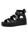 Django & Juliette Rhean Sandals Black Leather Black Sole